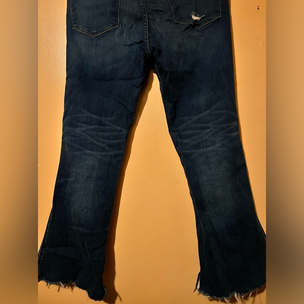 Frame distressed ripped Dark Blue Flared Jeans le crop mini boot 30 - Picture 9 of 14